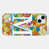 Gepersonaliseerd monogram of naam Floral Patroon Case-Mate iPhone Case (Achterkant (horizontaal))