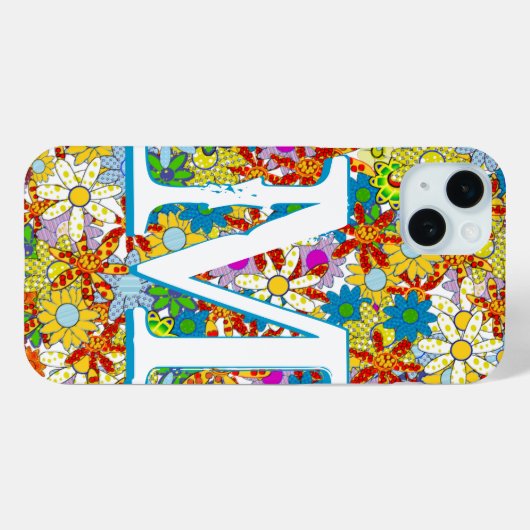 Gepersonaliseerd monogram of naam Floral Patroon Case-Mate iPhone Case (Achterkant (horizontaal))