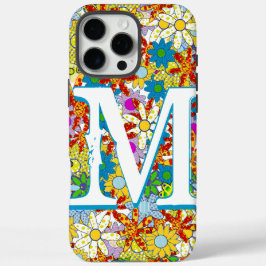 Gepersonaliseerd monogram of naam Floral Patroon iPhone 16 Pro Max Hoesje