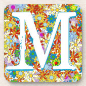 Gepersonaliseerd monogram of naam Floral Patroon Onderzetter (Voorkant)
