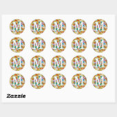 Gepersonaliseerd monogram of naam Floral Patroon Ronde Sticker (Vel)