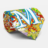 Gepersonaliseerd monogram of naam Floral Patroon Stropdas (Opgerold)