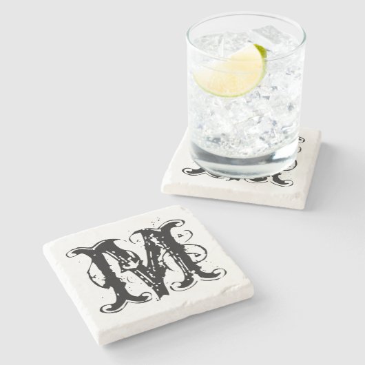  gepersonaliseerd monogram onderzetter steen  (Zijkant)