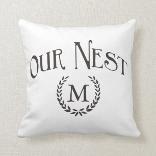 Gepersonaliseerd monogram Onze Nest Pillow Farmhou Kussen