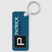 Gepersonaliseerd monogram op Blauw (bewerkbare kle Sleutelhanger (Achterkant)