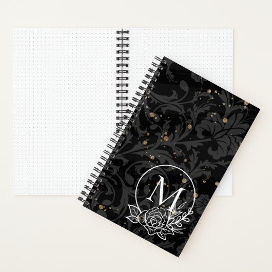 Gepersonaliseerd monogram op elegante achtergrond notitieboek (Binnen)