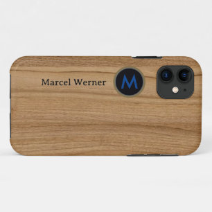 Gepersonaliseerd Monogram op nep hout Case-Mate iPhone Case