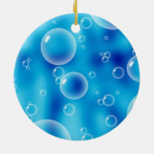 Gepersonaliseerd Monogram op Whimsical Blue Bubble Keramisch Ornament (Achterkant)
