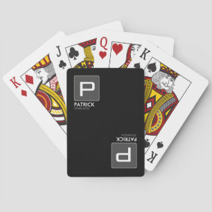 Gepersonaliseerd monogram op zwart (bewerkbare kle pokerkaarten
