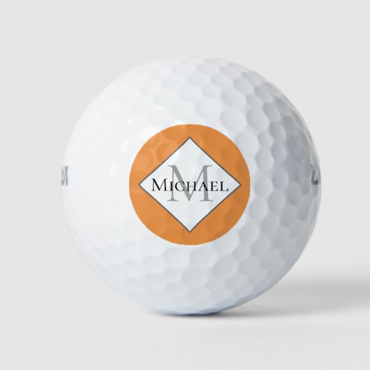 Gepersonaliseerd Monogram Oranje Golf Balls Golfballen (Voorkant)