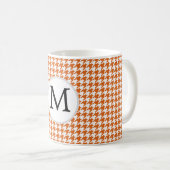 Gepersonaliseerd monogram Oranje Houndstooth Patte Koffiemok (Voorkant rechts)