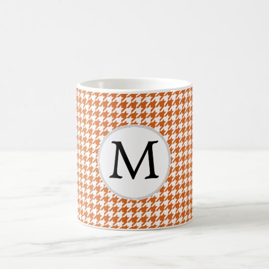 Gepersonaliseerd monogram Oranje Houndstooth Patte Koffiemok (Center)
