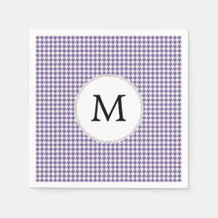 Gepersonaliseerd monogram Paars - Houndstooth Patt Servetten