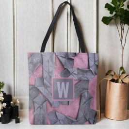 Gepersonaliseerd monogram paarse geometrische abst tote bag