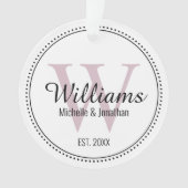 Gepersonaliseerd Monogram Pas getrouwd Blush Roze  Ornament (voorkant)