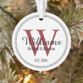 Gepersonaliseerd Monogram Pas getrouwd Rood Acryl Ornament