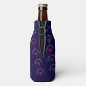 Gepersonaliseerd monogram patroon - rood en blauw flesjeskoeler (Fles Achterkant)