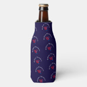 Gepersonaliseerd monogram patroon - rood en blauw flesjeskoeler (Fles Voorkant)