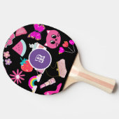 Gepersonaliseerd monogram Pinky Girly Kleurrijk Tafeltennisbatje (Zijkant)