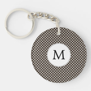 Gepersonaliseerd monogram poka Dots Pattern in Bro Sleutelhanger