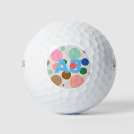 Gepersonaliseerd monogram polka dot patroon golfballen