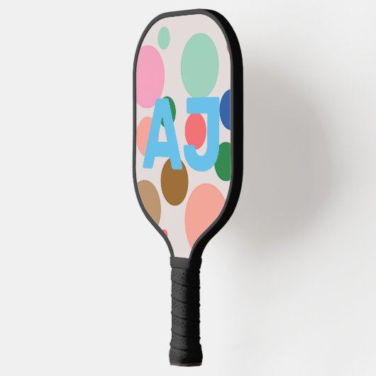 Gepersonaliseerd monogram polka dot patroon pickleball paddle (Links)