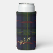 Gepersonaliseerd monogram Pset Rustic Tartan Seltzer Blikjeskoeler (Seltzer Achterkant)