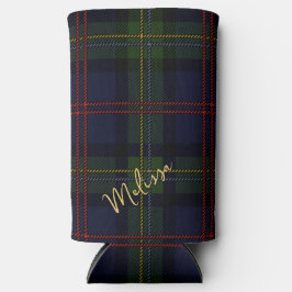 Gepersonaliseerd monogram Pset Rustic Tartan Seltzer Blikjeskoeler