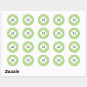 Gepersonaliseerd monogram Quatrefoil groen en wit Ronde Sticker (Vel)