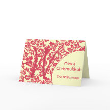 Gepersonaliseerd & Monogram Red Damask Chrismukkah