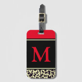 Gepersonaliseerd Monogram Red Leopard Bagagelabel (Voorkant (verticaal))