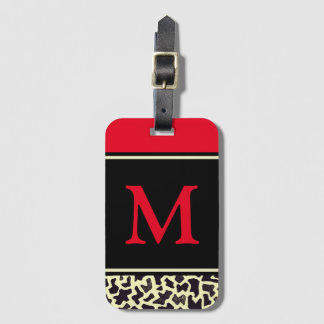 Gepersonaliseerd Monogram Red Leopard Bagagelabel