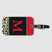 Gepersonaliseerd Monogram Red Leopard Bagagelabel (Voorkant (horizontaal))