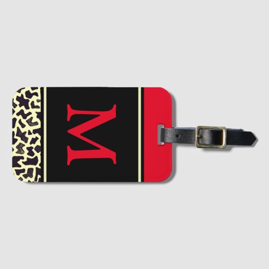 Gepersonaliseerd Monogram Red Leopard Bagagelabel (Voorkant (horizontaal))