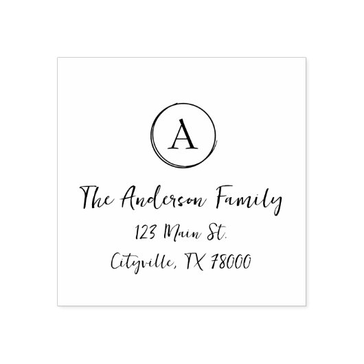Gepersonaliseerd monogram retouradres rubberstempel (Afrduk)