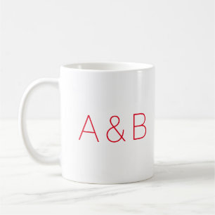 Gepersonaliseerd monogram rode initialen koffiemok