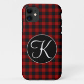 Gepersonaliseerd monogram rood en zwart buffel Case-Mate iPhone case (Achterkant)