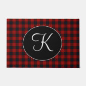 Gepersonaliseerd monogram rood en zwart buffel deurmat (Voorkant)