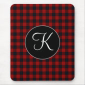 Gepersonaliseerd monogram rood en zwart buffel muismat (Voorkant)