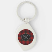 Gepersonaliseerd monogram rood en zwart buffel sleutelhanger (Voorkant)