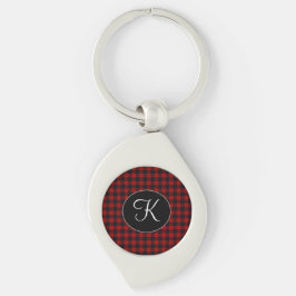 Gepersonaliseerd monogram rood en zwart buffel sleutelhanger