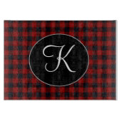 Gepersonaliseerd monogram rood en zwart buffel snijplank (Voorkant)