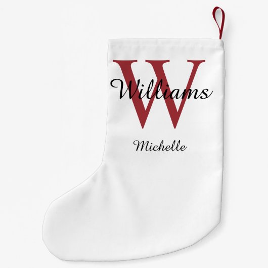 Gepersonaliseerd Monogram Rood Kleine Kerstsok (Achterkant)