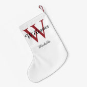 Gepersonaliseerd Monogram Rood Kleine Kerstsok (Achterkant (Hangend))