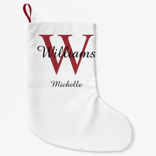 Gepersonaliseerd Monogram Rood Kleine Kerstsok (Voorkant)