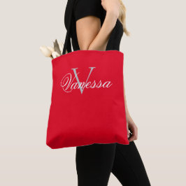 Gepersonaliseerd Monogram Rood Tote Bag