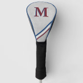 Gepersonaliseerd Monogram Rood Wit Blauw Strepen Golfheadcover (Voorkant)