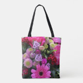 Gepersonaliseerd monogram roze en Violet Flowers Tote Bag (Achterkant)