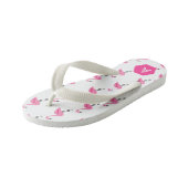 Gepersonaliseerd monogram roze Flamingo patroon Kinder Teenslippers (Schuin)