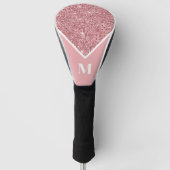 Gepersonaliseerd monogram roze glitter golfheadcover (Voorkant)